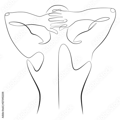 Man back one line drawing on white isolated background