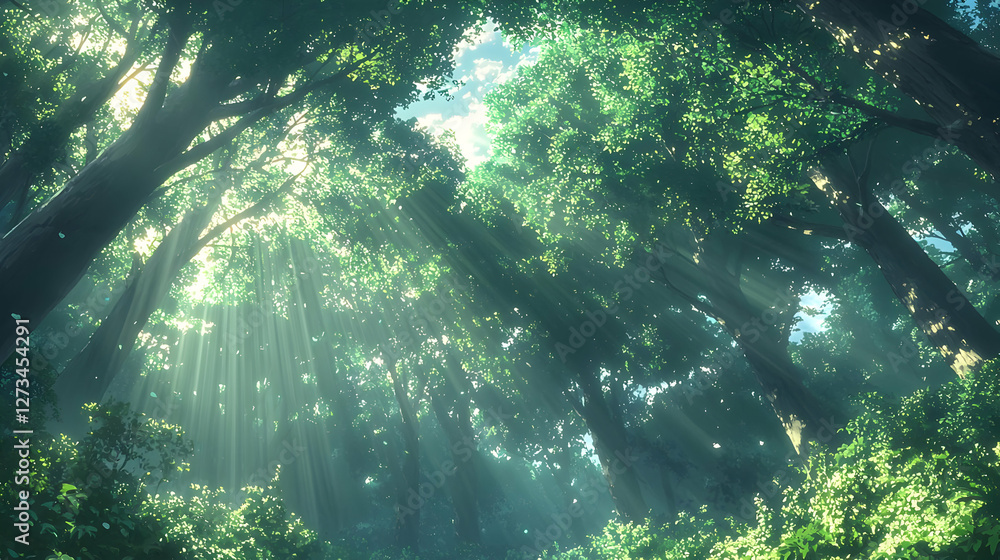 Sunlit Forest Illustration Sunlit Forest Illustration