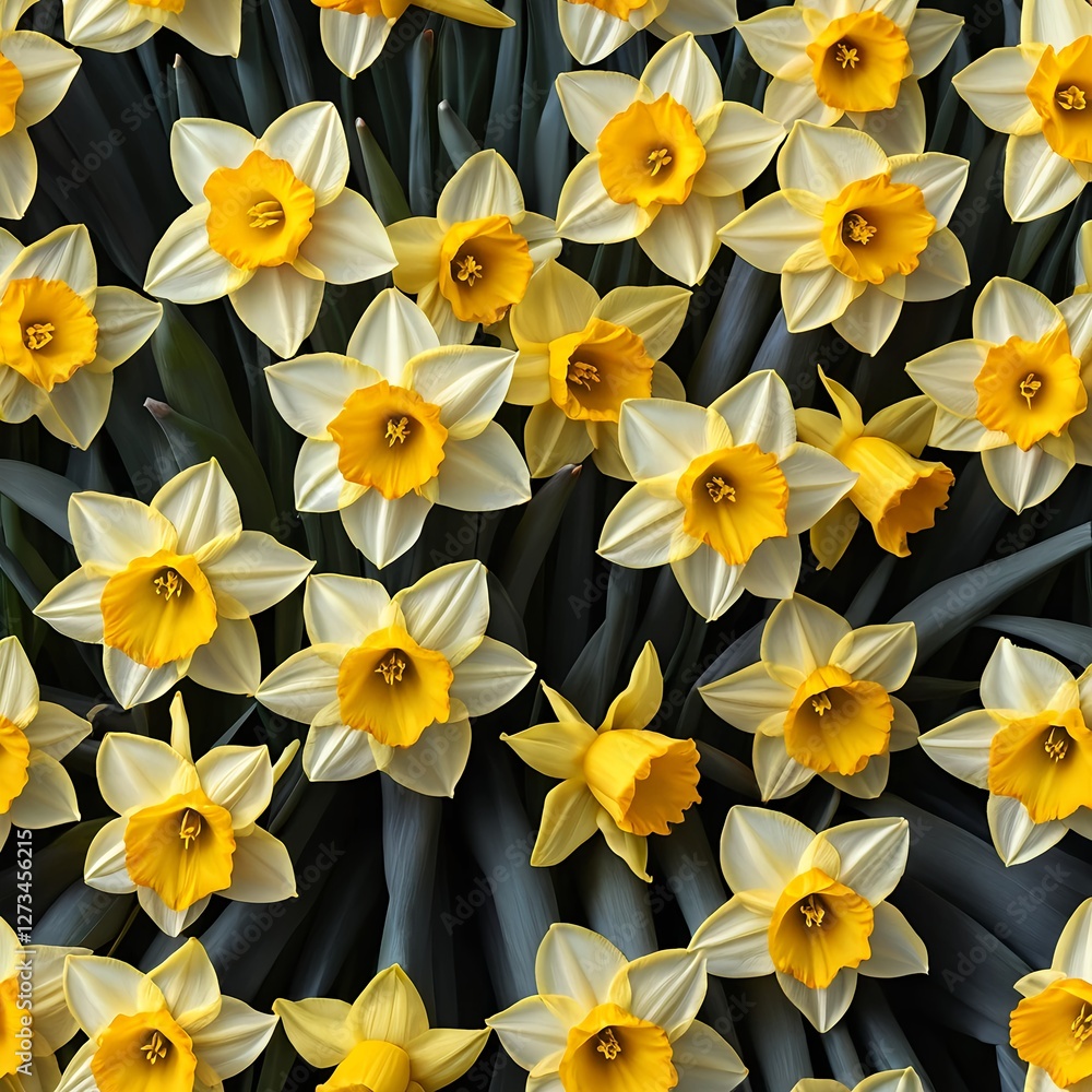 Fototapeta premium Daffodil Background, Close-up of Yellow Daffodils