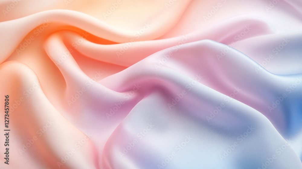 Fototapeta premium Pastel ombre fabric folds creating a silky and smooth texture that captivates the eye in delicate hues