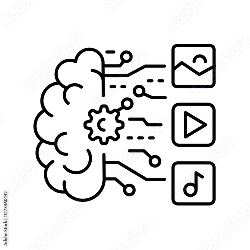Generative AI black line icon.