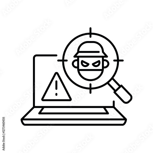 fraud detection black line icon.