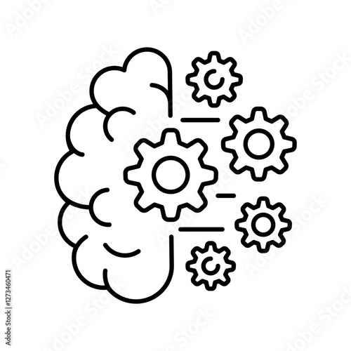 Machine Learning (ML) black line icon.