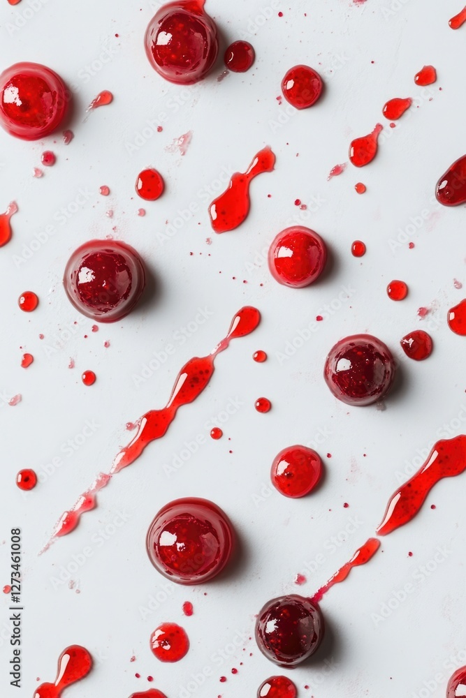 A plate of cherries is covered in blood, creating a eerie and disturbing scene A plate of cherries is covered in blood, creating a eerie and disturbing scene