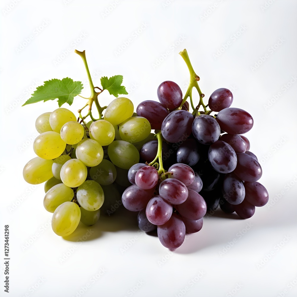 Green and Red Grapes on White Background Green and Red Grapes on White Background