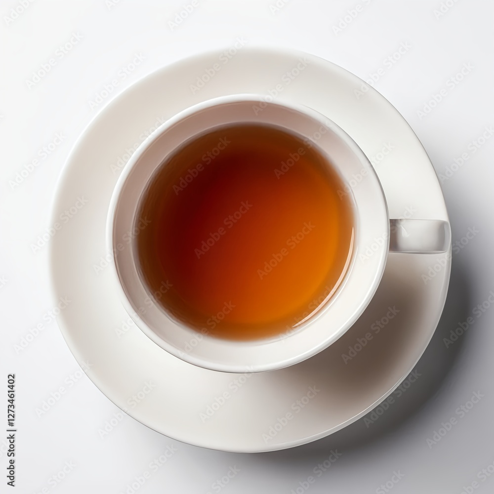Overhead View of a Cup of Tea on a Saucer Overhead View of a Cup of Tea on a Saucer