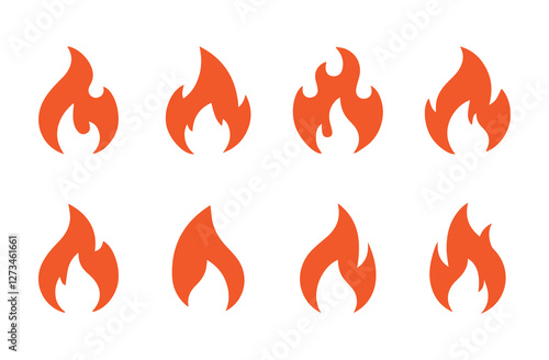 Fire flame icon vector design symbol. Set of fire icons. Flame design of different shapes. Vector illustration eps 10