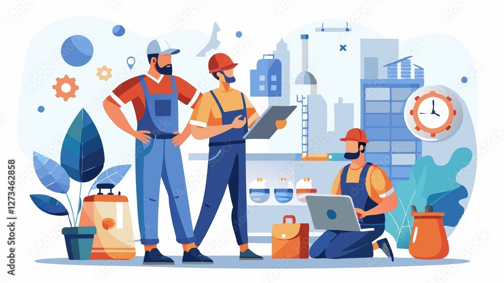 Obraz premium Our emergency plumbers offer prompt response times, arriving quickly to address critical plumbing issues.