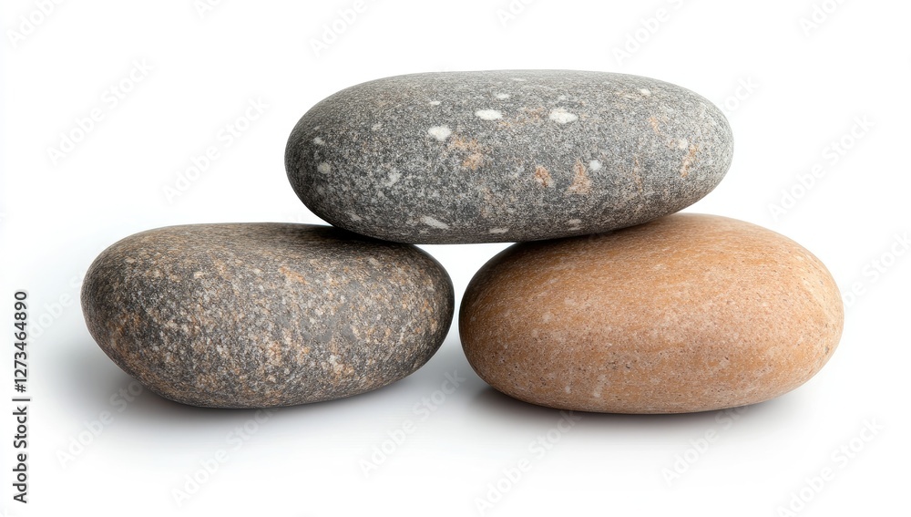 Stacked smooth stones, zen stones, on white background, studio shot Stacked smooth stones, zen stones, on white background, studio shot