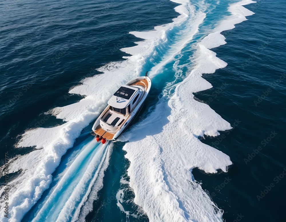 Fototapeta premium Luxury Yacht Speeding Across the Ocean
