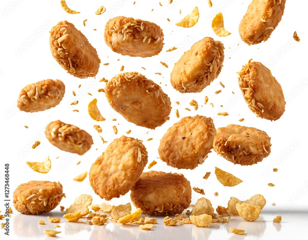 Golden Cornflake Cookies Falling Golden Cornflake Cookies Falling