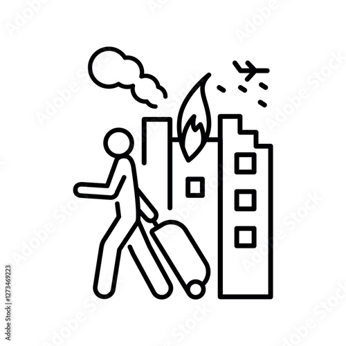 Refugee black line icon.