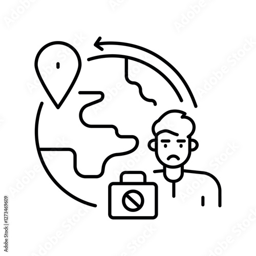  Illegal migration  black line icon.