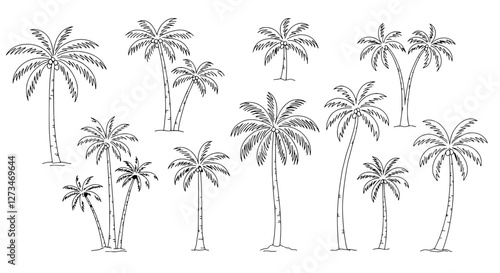 Palm Paradise: An array of hand-drawn palm trees.