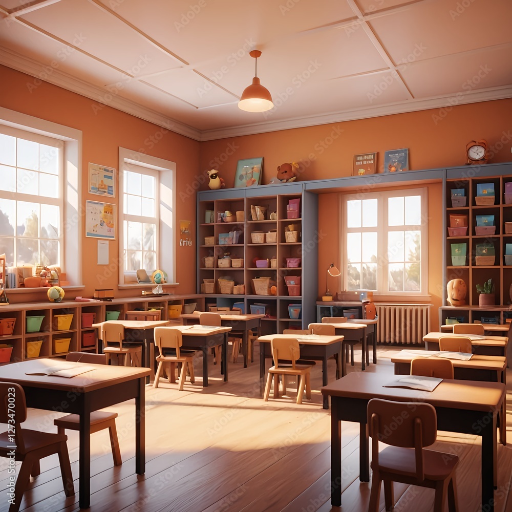 Obraz premium Sunny Classroom Interior