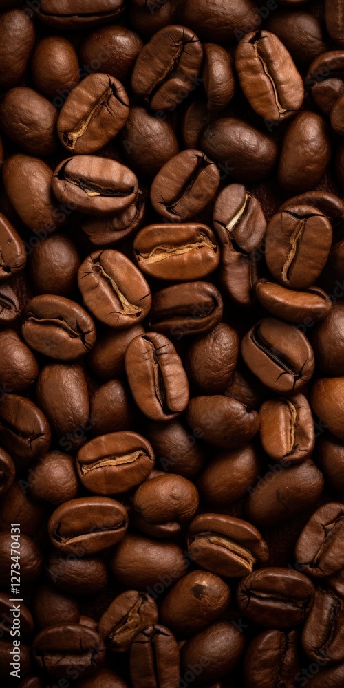 Roasted coffee beans close-up. Background texture, food & drink Roasted coffee beans close-up. Background texture, food & drink