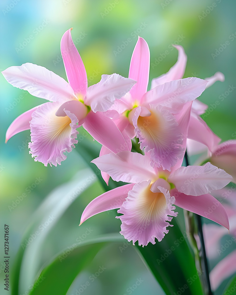Pink Cattleya Orchid Bloom Illustration Pink Cattleya Orchid Bloom Illustration
