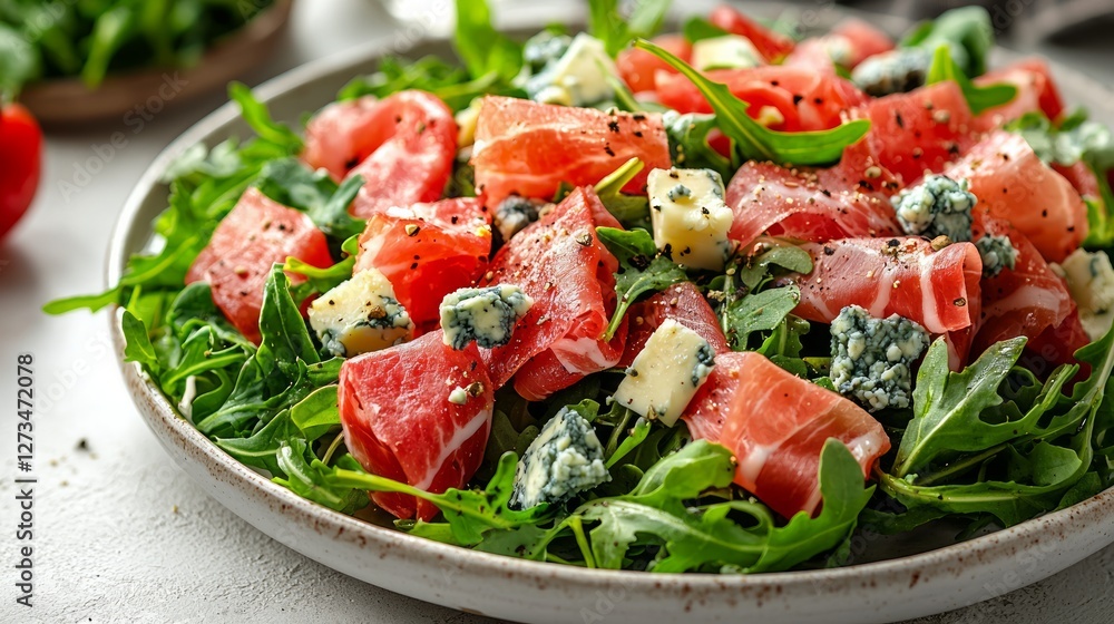 Fresh salad with prosciutto, grapefruit, and blue cheese Fresh salad with prosciutto, grapefruit, and blue cheese