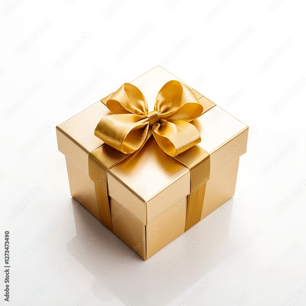 Obraz premium Gold Gift Box with Golden Bow