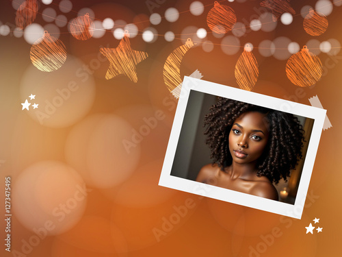 Colagem do rosto de um jovem mulher negra com cabelos curtos e cacheados.