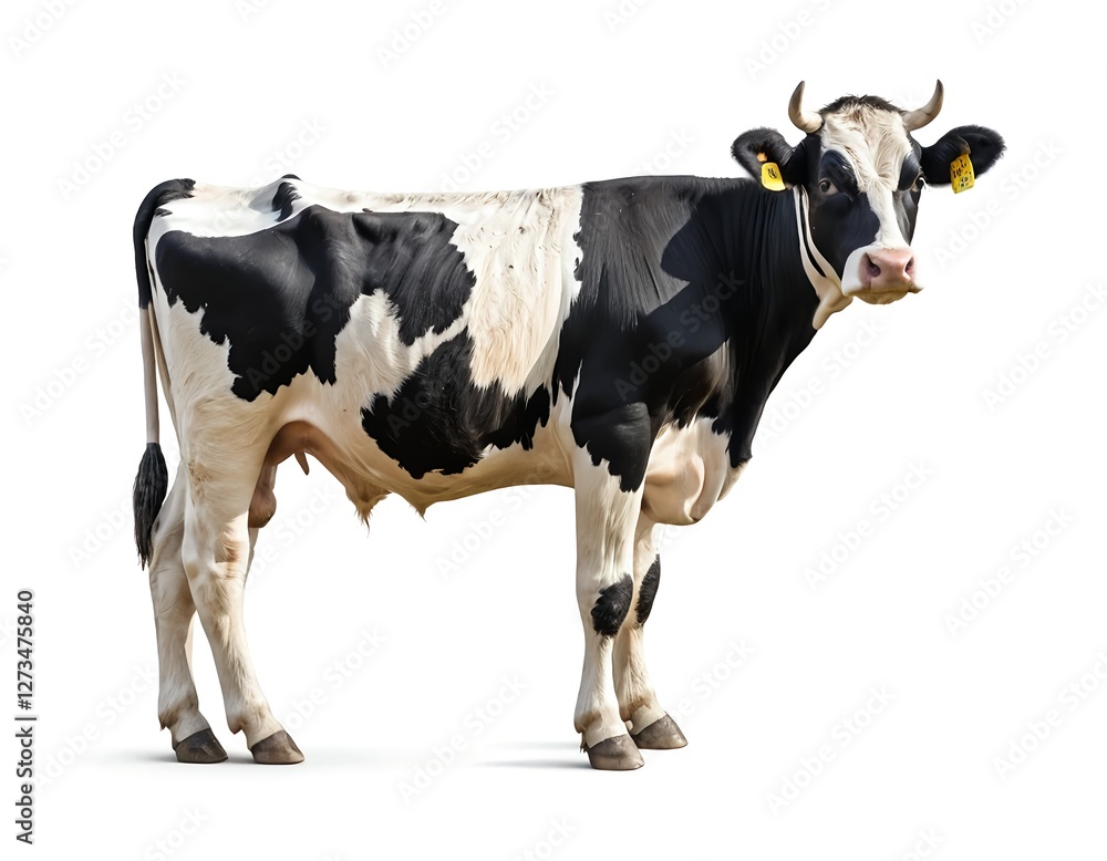 Black and White Cow Isolated on White Background Black and White Cow Isolated on White Background