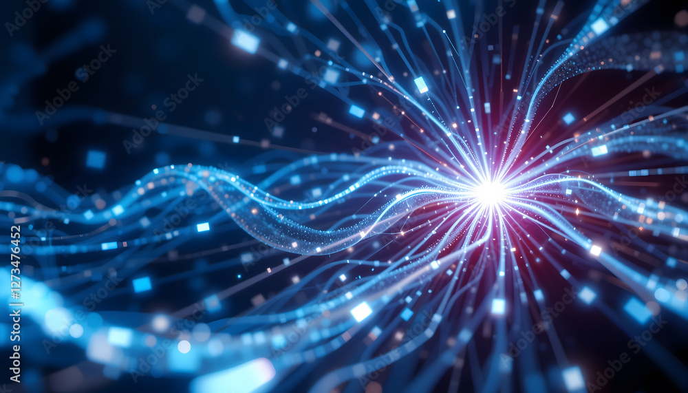 Obraz premium Abstract Data Flow – Futuristic AI Visual Representation