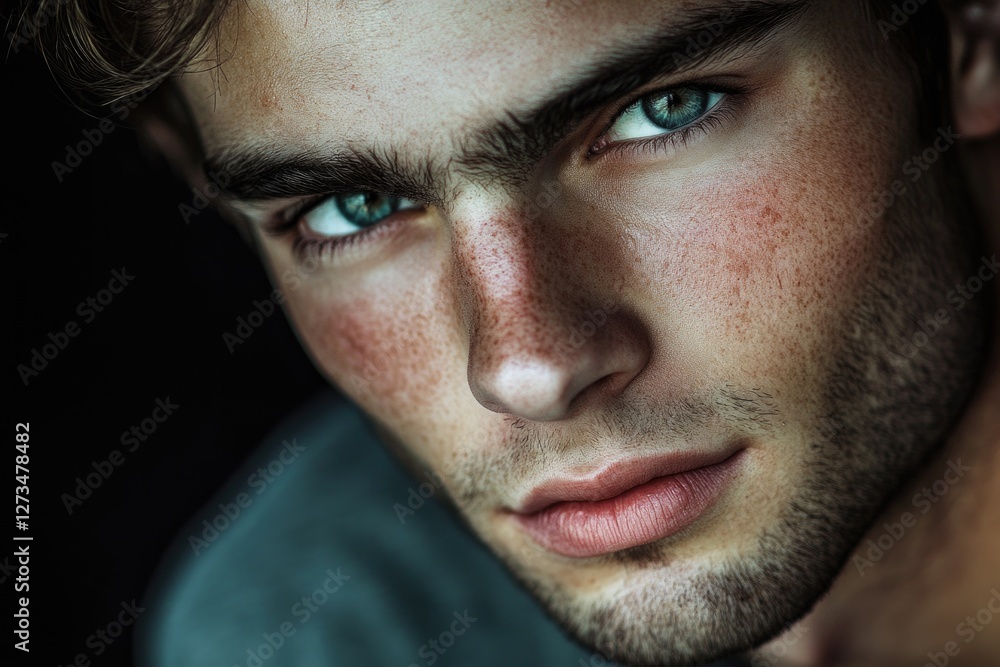 Obraz premium A close-up shot of a person's face showing freckles, ideal for use in personal or editorial projects