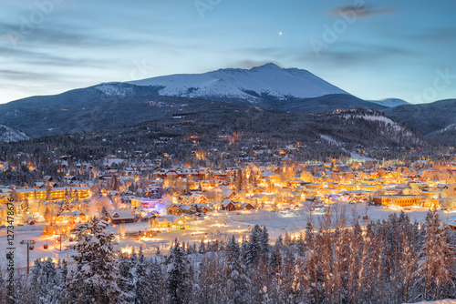 Breckenridge, Colorado, USA Town Skyline in Winter photo