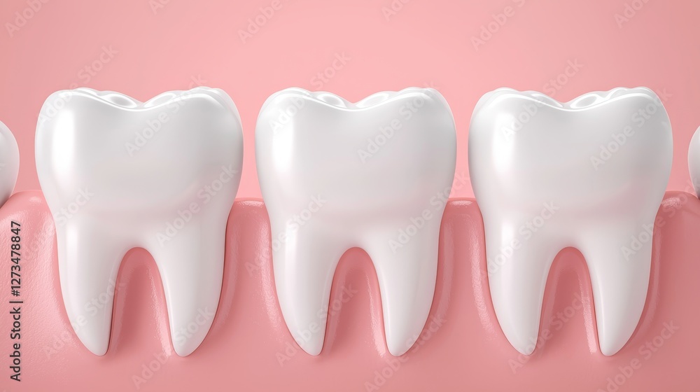 3D Render of Modern Dental Teeth in Pink Background for Healthcare Illustration 3D Render of Modern Dental Teeth in Pink Background for Healthcare Illustration