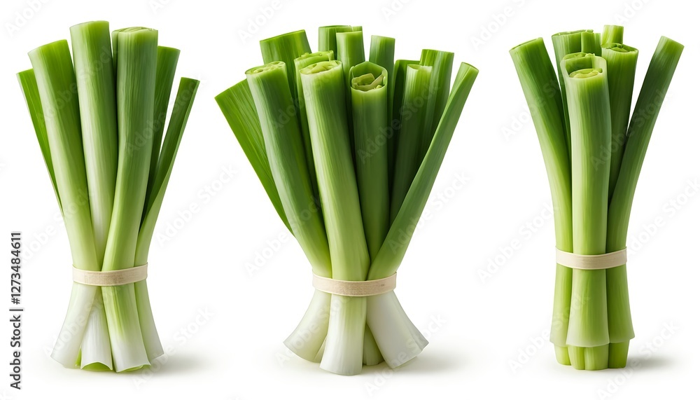 Obraz premium Fresh Green Onions, Spring Onions, Scallions - Bundled and Isolated