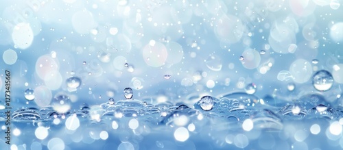 Wallpaper Mural Abstract blue water drops with bokeh effect and glowing light bubbles, moisturizing concept background Torontodigital.ca