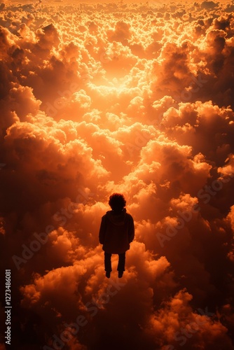 Wallpaper Mural Solitary figure floats on clouds with sun breaking through. Use for inspiration Torontodigital.ca