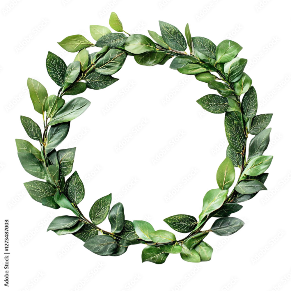 Fototapeta premium Green leaf wreath nature abstract art design,
