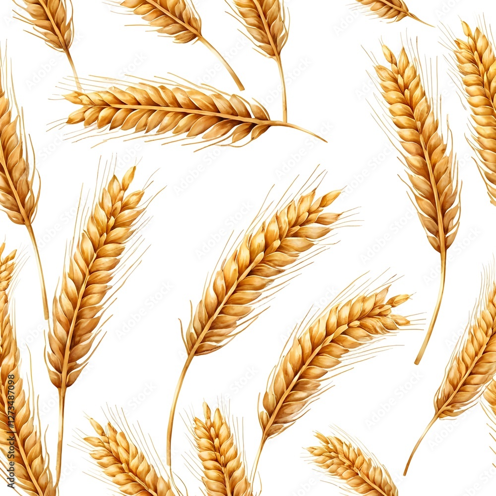 Golden Wheat Ears Seamless Pattern Golden Wheat Ears Seamless Pattern