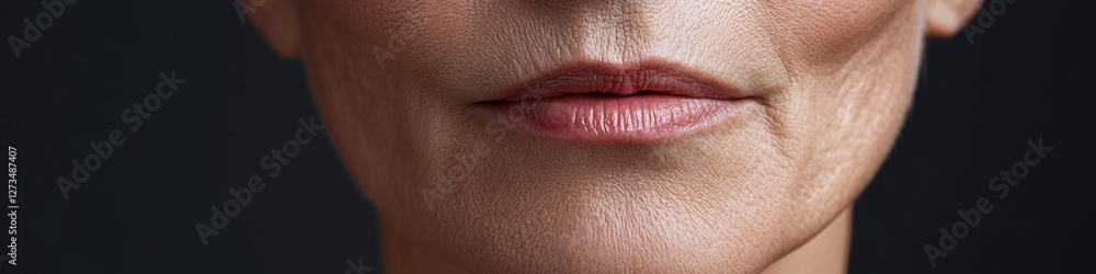 Fototapeta premium A close-up shot of a woman's lips on a black background