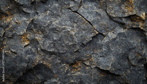 Dark granite rock face texture closeup