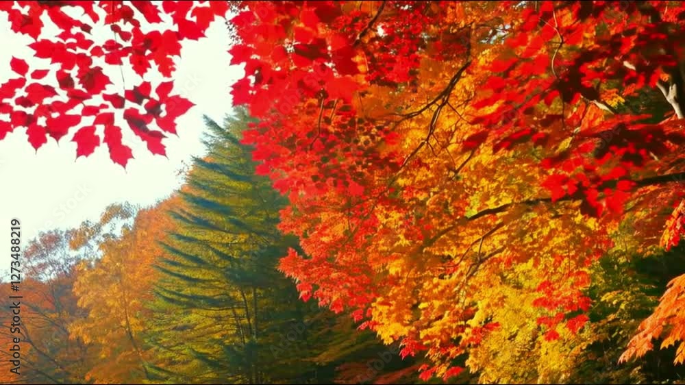 a vibrant autumn forest, filled with rich hues of red, orange and gold as the soft sunlight filters through the changing leaves a vibrant autumn forest, filled with rich hues of red, orange and gold as the soft sunlight filters through the changing leaves