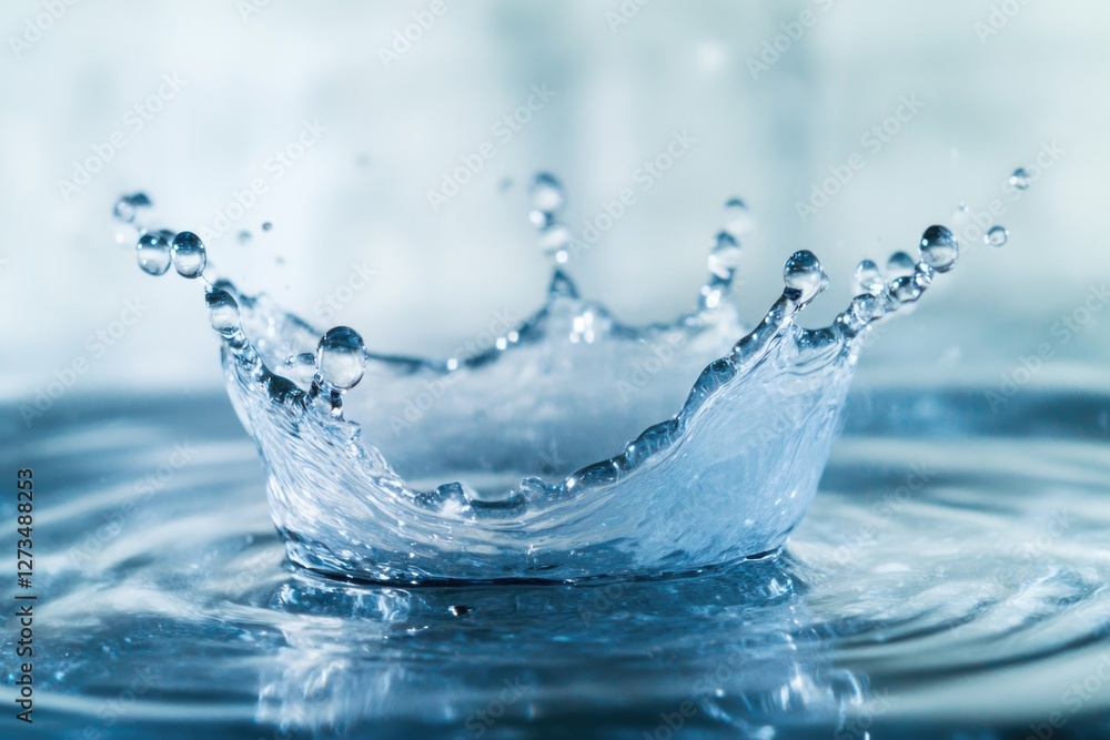 A small water droplet with a crown on its surface, possibly symbolizing royalty or uniqueness A small water droplet with a crown on its surface, possibly symbolizing royalty or uniqueness