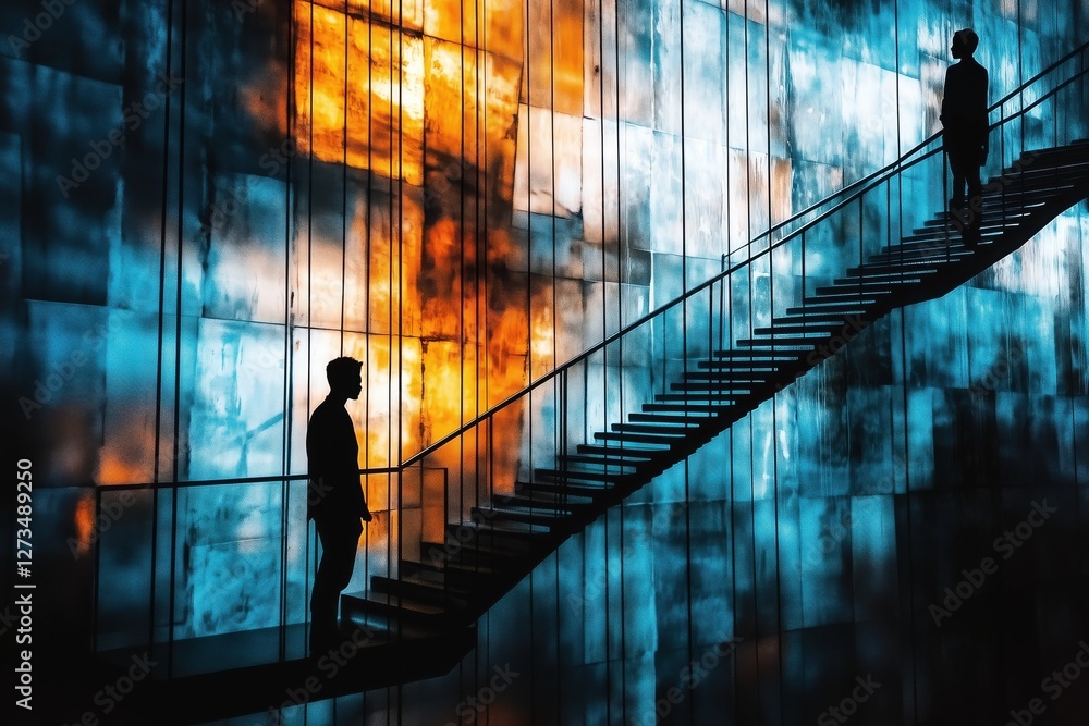 silhouette of a man on the stairs silhouette of a man on the stairs