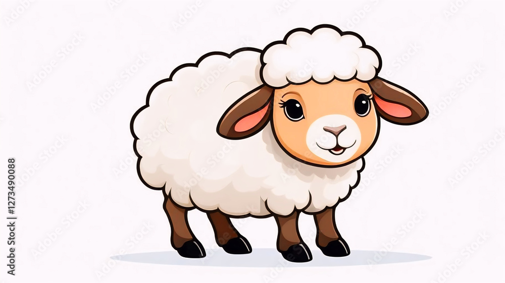 Sheep on Simple 2d Background, cute and funny animals Sheep on Simple 2d Background, cute and funny animals