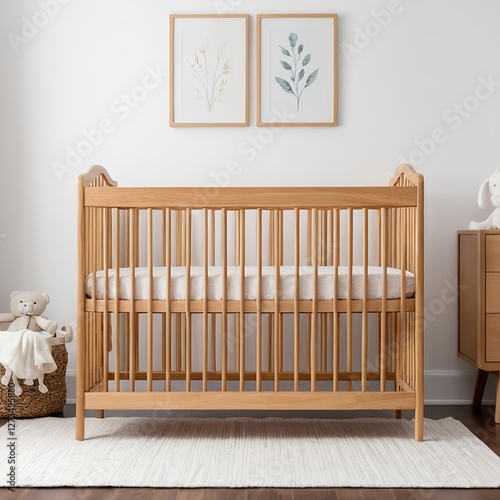 Wooden Crib in Modern Nursery
