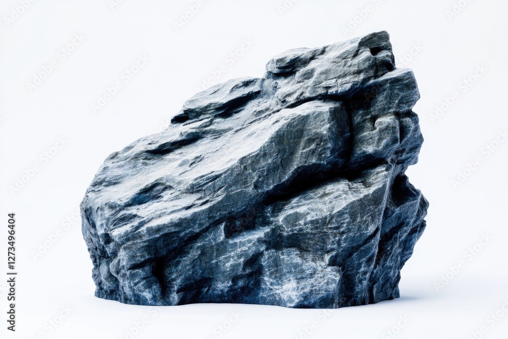 A large rock sitting on a smooth white surface, great for use in interior design or still life photography A large rock sitting on a smooth white surface, great for use in interior design or still life photography