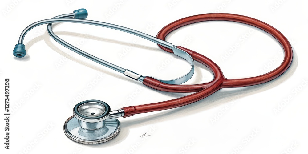 Red Stethoscope on White Background Red Stethoscope on White Background
