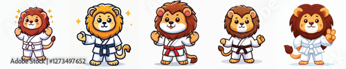 Vector lion wearing karate costume