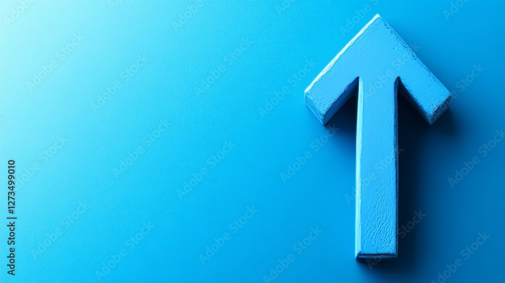 A stock arrow pointing upwards on a blue background, indicating market increases and prosperity A stock arrow pointing upwards on a blue background, indicating market increases and prosperity