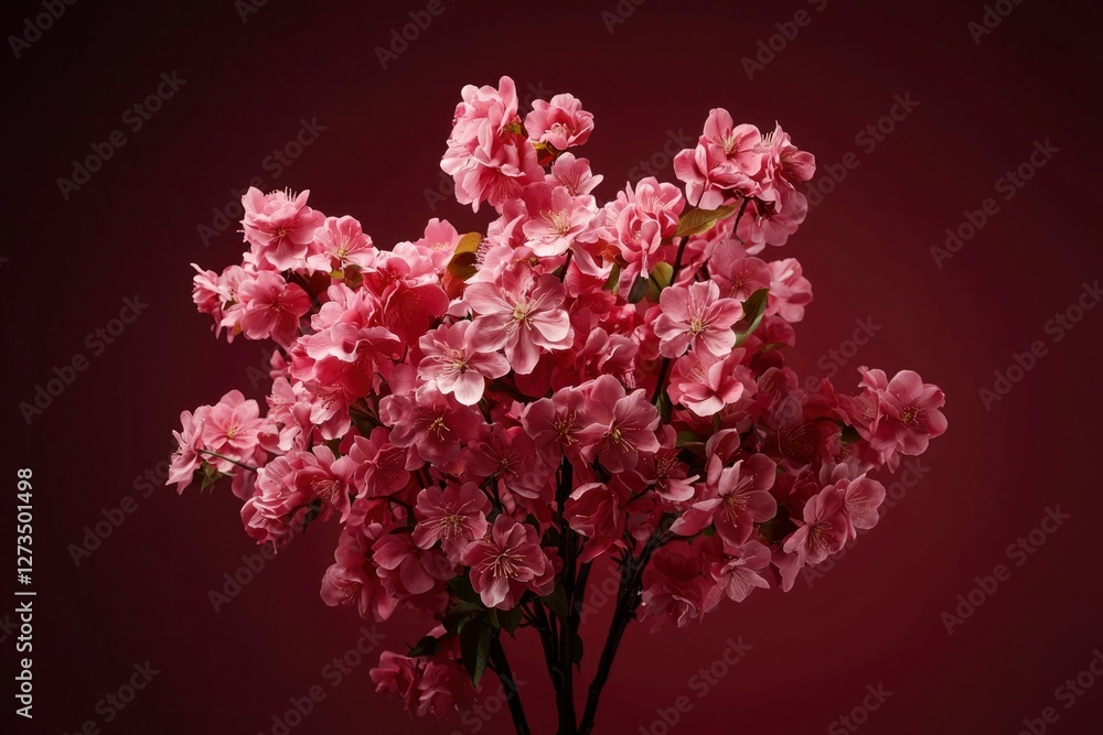 Fototapeta premium Pink blossoms, floral display on solid background. Ideal for a spring promo use