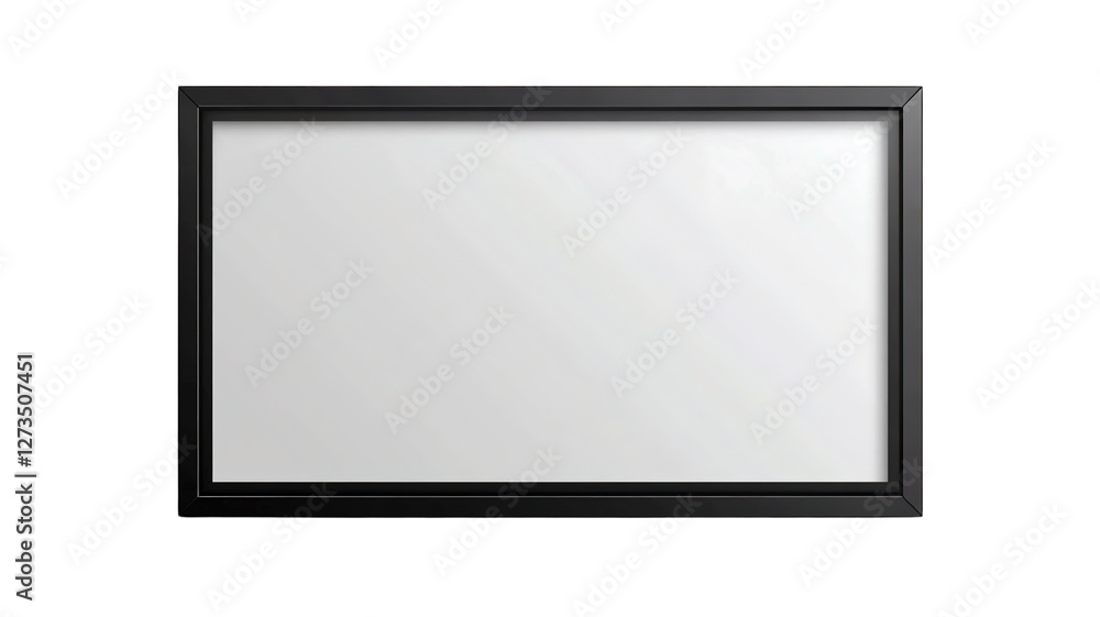 A sleek, modern black metal photo frame with sharp edges, isolated on a transparent background