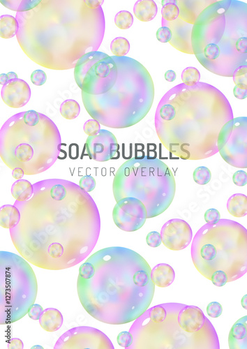 Vibrant soap bubbles overlay background