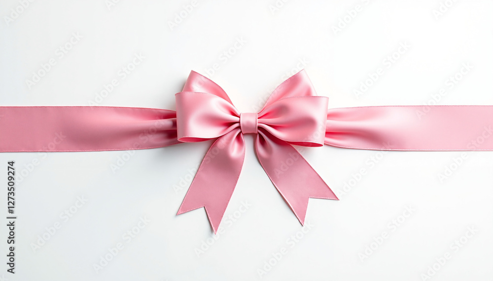 Pink satin ribbon bow on white background Pink satin ribbon bow on white background