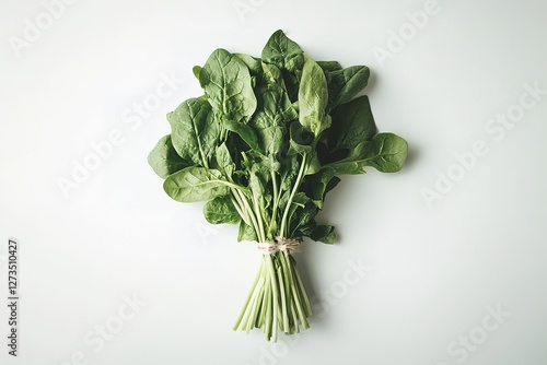 Wallpaper Mural Vibrant Green Spinach Bunch: Fresh, Healthy, Isolated on White. Perfect for recipes, health blogs, food packaging, and culinary websites. High-resolution image showcasing the lush, vibrant green       Torontodigital.ca